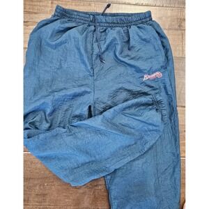 Vtg Atlanta Braves Baggy Track Pants Large Navy Blue Nylon Windbreaker Jogger